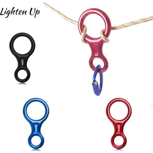 Rock Climbing Holds 8-Shape Eight Ring Abseiling Device 35KN Descender Belay Rappelling Carabiner Downhill Descent Kit