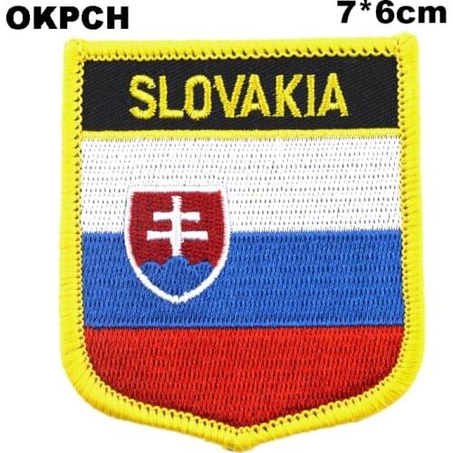 Slovakia Shield Shape Iron-on Flag Patch Embroidered Saw on Badges Patches for Clothing PT0164-S