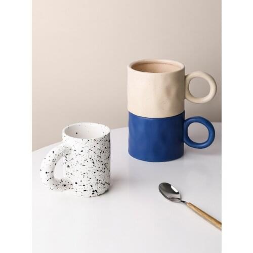 Modern Simple Ceramic Mug Big Handgrip Porcelain Milk Tea Cups Travel Mug Turkish Tazas De Cafe Creativas Coffee Cups