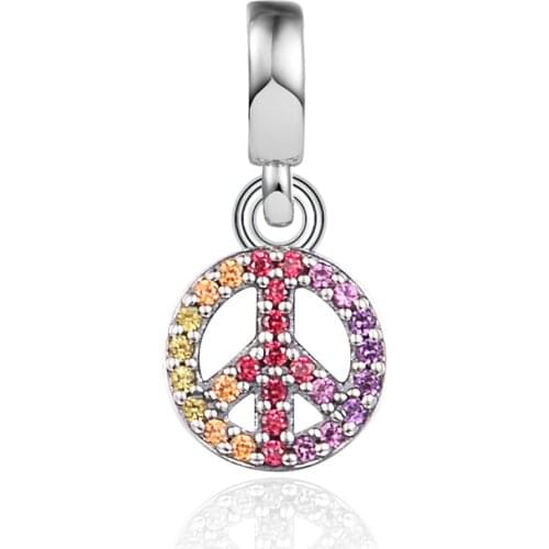Charms Fits for Necklaces Bracelets My Peace Mini Dangle Charm 100% 925 Sterling Silver Jewelry For Women Free Shipping