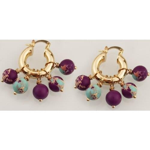 Party Jewelrgold hoop earrings for women natural stone beads earring simple temperament style earrings retro 2020 spring summer