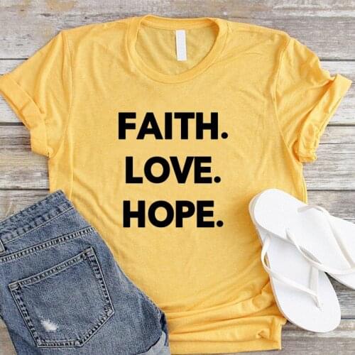 Faith Love Hope Plus Size Women T-shirt Christian Jesus Shirt Fashsion Letter Cotton Female Clothing O Neck Short Sleeve Top Tee