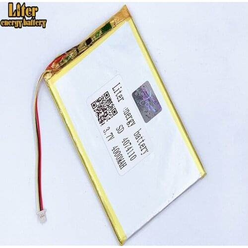 Plug 1.0-3P 4074110 4075110 3.7V 4000mah tablet pc 7 inch MP4 MP5 lipo battery in rechargeable Batteries with full capacity