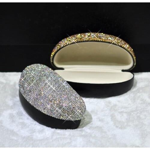 High Grade Sunglass Case Bling Crystal Rhinestones Big Eyeglasses Case Portable Sunglasses Box Wholesale Women Glasses Case