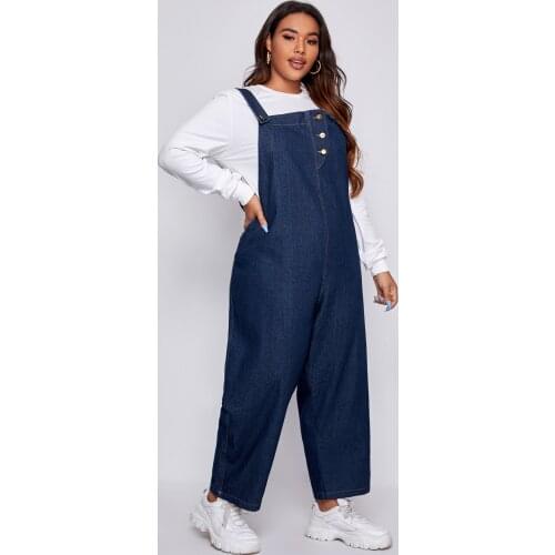 2021 new large womens Denim straps jeans womens jeans overalls Jumpsuit large watch strap straight pants blue jeans more sizes