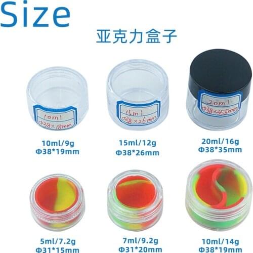 10pcs acrylic silicone jar Silicone weeding oil rigs Container and Non Stick Slick oil Dab Wax Jar with Acrylic Transparent Case
