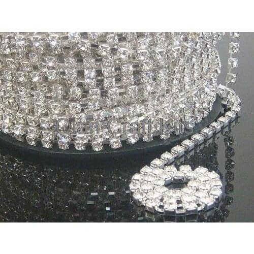 10 yards 3mm grade A resin Rhinestone chain silver tone