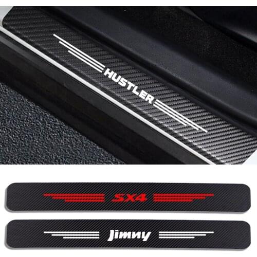 4pc Carbon Fiber Car Door Sill Protector Sticker Decal For Suzuki Swift SX4 Jimny Ignis Alto Samurai Baleno Grand Vitara HUSTLER