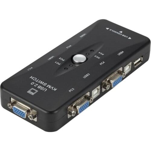 50set 4 Port USB 2.0 KVM Switch VGA/SVGA Splitter Box HUB Selector Adapter 1920 X 1440 Connects Printer Keyboard Mouse Monitor