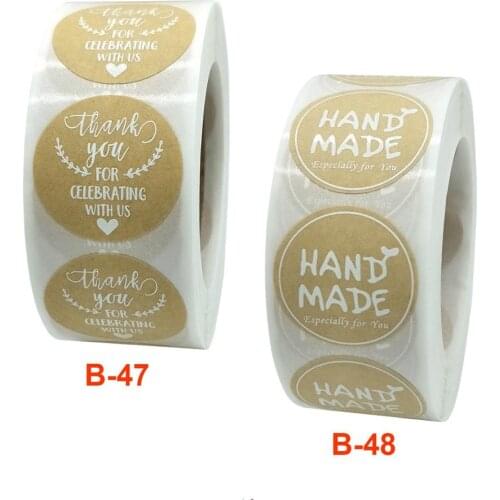 500pcs White Thank You for Celebrating With Us Stickers Hand Made Especially for You Kraft Paper Sticker Baker Seal Label