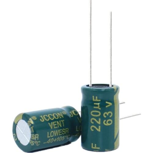 10pcs High frequency low resistance aluminum electrolytic capacitor 63V220UF 220uf63v volume: 10x17