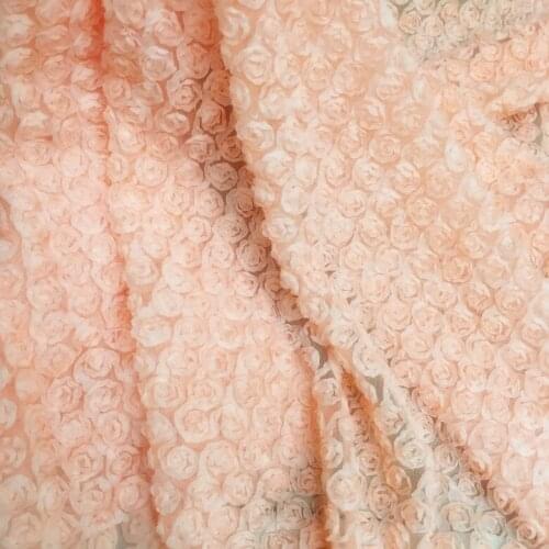 GLace 1Y/Lot orange chiffon fabric 3D flower mesh lace for dress mesh fabric cloth accessoires TX1061