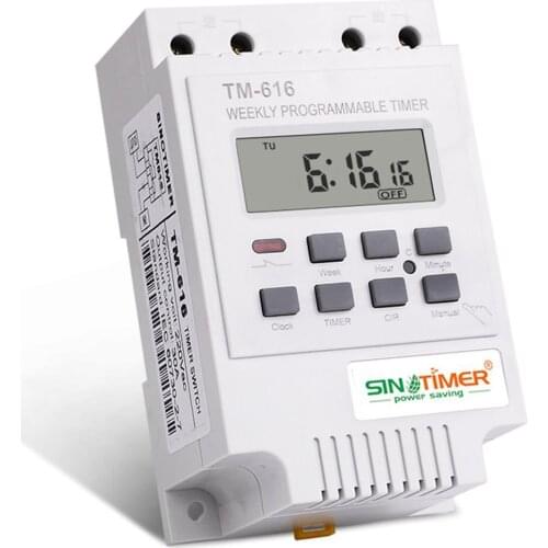 SINOTIMER TM616 Sinotimer Digital Time Switch Weekly Programmable 30amp Relay Control Timer 220v Din Rail Mount