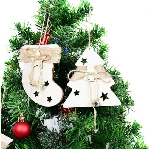 Wooden Christmas Pendant Cute Elk Star Christmas Tree Hanging Decor Wood Crafts For New Year 2021 Xmas Party Ornaments Kids Gift