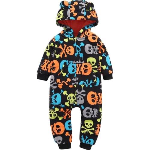 Skulls Fleece Toddler Boys Halloween Outfit Fall Baby Girls Rompers Cute Childrens Outfit Kids Clothes