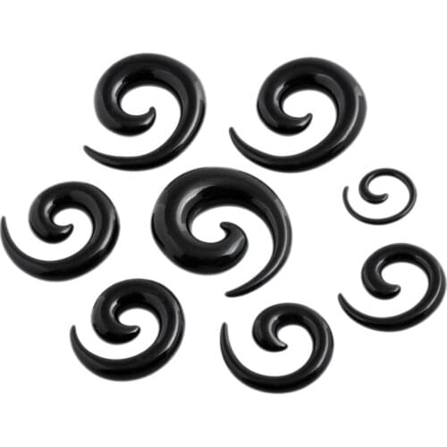 Hot 1 Pair Body Jewelry Acrylic Spiral Taper Tunnel Ear Stretcher Plugs Expanders Pircing Jewelry Black Drop Ship ear plugs