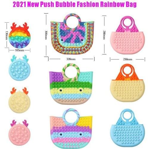 2021 New Pops Fidget Bag Toys Reliver Rainbow Stress Toy Push Bubble Simpl Dimmer Antistress Toy Sensory Child Toy Backpack Gift