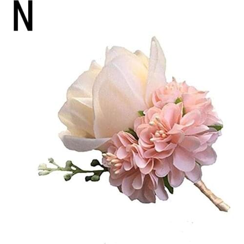 Artificial Rose Flowers Groom Boutonniere Man Pin Suit Corsage Bridal Wedding Ceremony Party Decorations