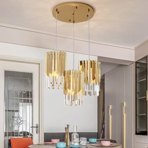 Modern Luxury Gold Crystal Small Round Chandeliers For Dining Room Bedroom Chandelier Lighting Kitchen Island Led Light Fixtures