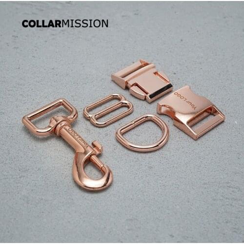 Metal buckle+adjust buckle+D ring+metal dog clasp/set) Engraved buckle, providing laser engraving service customize LOGO 25mm
