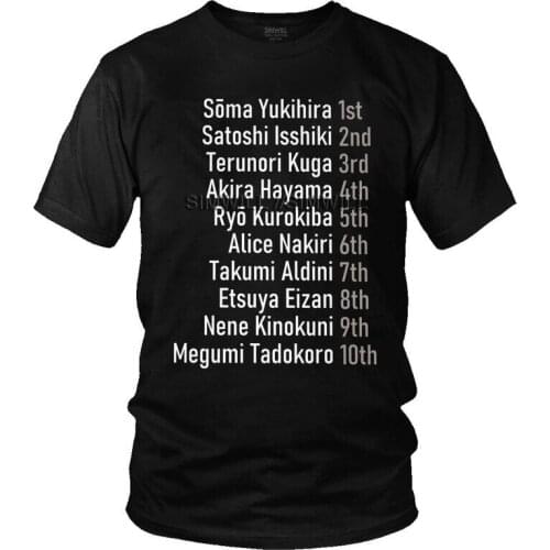 Food Wars Tshirts Men Leisure Tees Top Cotton T Shirts Short Sleeve Shokugeki no Soma T-shirt Gift Clothing