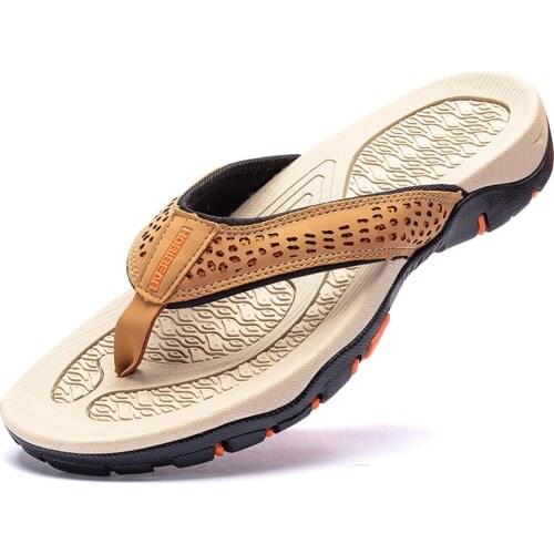 2021 Brand PU Leather Men Slippers Beach Sandals Comfort Men Casual Shoes Men Flip Flops Footwear Garden Zapatillas Casa Hombre