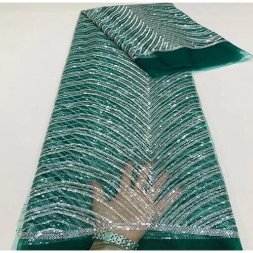 Latest African Lace Fabric With Sequins 2021 High Quality Lace Royal Blue Nigerian Lace African Lace Fabric For Wedding Party