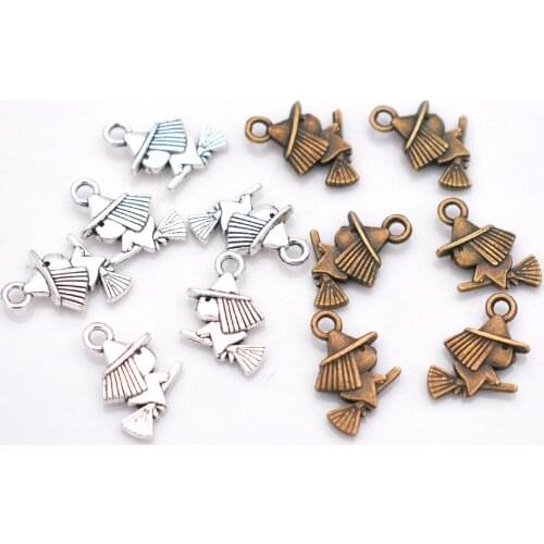 NEW ,16x11x3mm 20pcs/Lot Antique Silver/Bronze Plated Magician/Witch Pendants For Making DIY Handmade Jewelry/Bracelet/Necklace