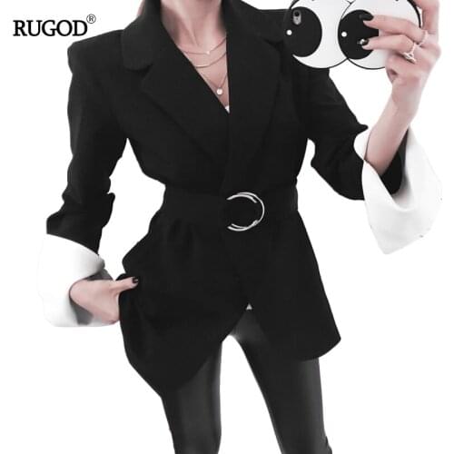2018 New Women Elegant Office Business Work Suits Coat Casual Belt with Ring Slim Suit Blazer Jacket Coat