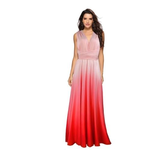 New Womens Long Dresses Fashion Multiple Wear Multiple Cross Backless Sexy Bandage Gradient Hedging Long Dresses Spring Summer