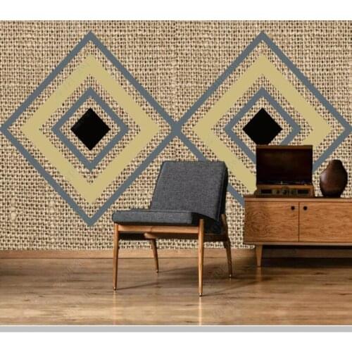 Papel de parede Retro wood grain linen geometric 3d wallpaper mural,living room tv wall bedroom wall papers home decor