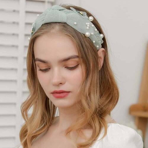 Pearl Knotted Bezel Hair Band Women Wide Hairbands Headdress Butterfly Headband Girls Fashion Hair Hoop Hair Accessories