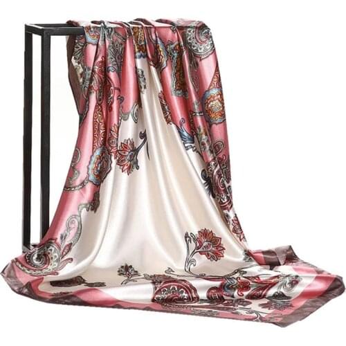 Women Lightweight Sun Protection Silk Scarf 90*90cm Satin Square Head Scarf for Ladies Top Shawls and Wraps Tdoluans