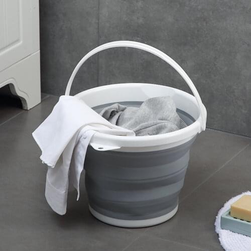 Folding Silicone Bucket Car Wash Outdoor Fishing Plastic Bucket Bathroom Kitchen Thickening Camp Laundry Bucket Household Items