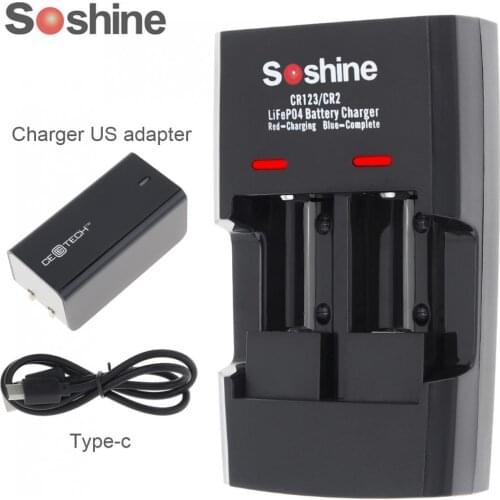 Soshine Li-FePO4 RCR 123 / CR2 Battery Intelligent Rapid Charger for 16340 / 15266 / 14250 Battery