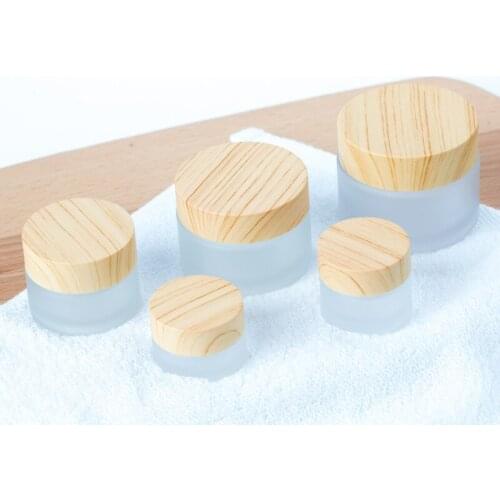 Glass Face Cream Box Foundation Lotion Refillable Bottle Eye Cream Container Portable Travel Cosmetic Box Wood Grain
