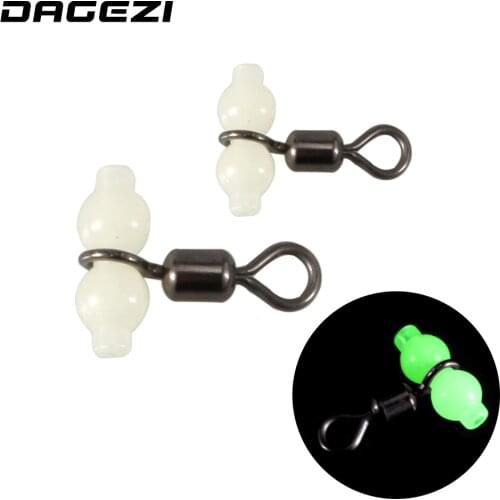 DAGEZI 50Pcs/lot Luminous Fishing Connector Float Connector Rolling Swivel Fishing accessories Fishing Tackle tools