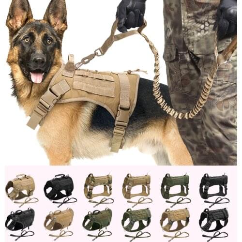 Tactical Dog Harness No Pull Adjustable Military Pet Training Harness Molle Vest With Handle For Medium Large Dogs Outdoor Hike