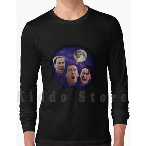 Three Cage Moon hoodies long sleeve Nicolas Cage Meme 4Chan Dank Meme Funny Nicholas Nickolas Three 3 Three