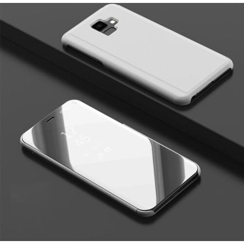 Smart Flip Stand Mirror Case For Samsung Galaxy J6 Plus J6+ Case Clear View PU Leather Cover For Samsung Galaxy J6 Plus Case