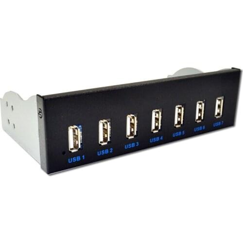 USB HUB USB 2.0 Hub 7 Port Splitter USB 2.0 Front Panel 5.25 CD-ROM Drive Bay Bracket Expansion Adapter Connector for Windows XP