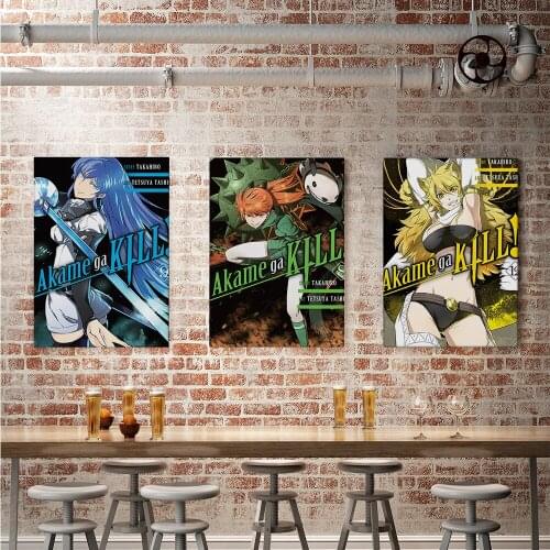 Vintage Akame Ga Kill Posters Japanese Anime Prints Clear Image Room Bar Poster Home Art Painting Decorative paintings