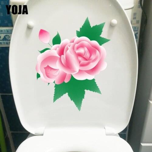 YOJA 17.4*22CM Pink Beautiful Hand Painted Flowers Girl Bedroom Decor Home Wall Toilet Sticker T1-0833