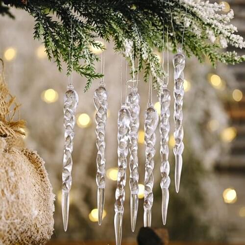 10Pcs 13Cm Christmas Color Icicle Pendant Xmas Tree Simulation Plastic Icicle Winter Party Festival New YearS Decorations 2022