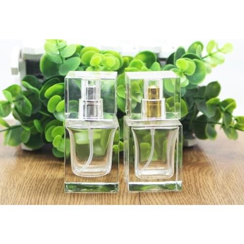 2 Colors Optional 50ML Transparent Rectangular Perfume Bottle Glass Spray Empty Bottle