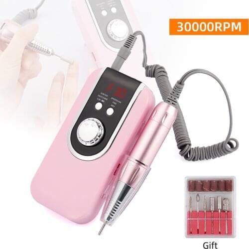 30000RPM Rechargeable Nail Drill Machine Manicure Pedicure Electric Nail File Drill Nail Art Salon Protable Nail Gel Polisher