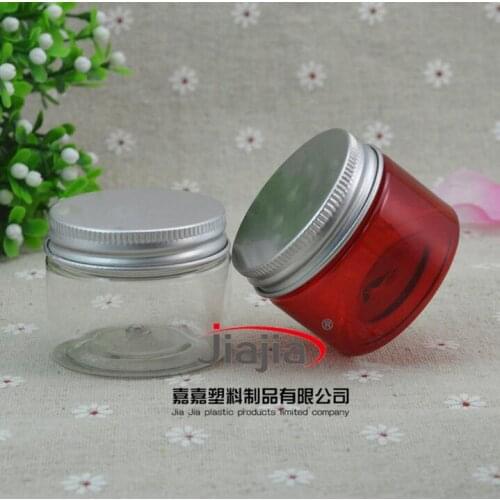 40 grams red/clear PET Jar,40g PET Empty Cosmetic Cream Jar with silver aluminum Cap 40ml Makeup Packaging DIY Lotion Container