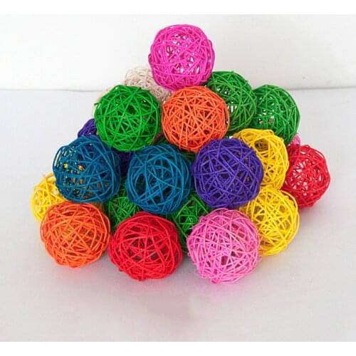 6pcs 6cm Multi Colors Wicker Rattan Balls, Garden, Wedding, Party Decorative Crafts, Vase Fillers, Rabbits, Parrot, Bird Toys