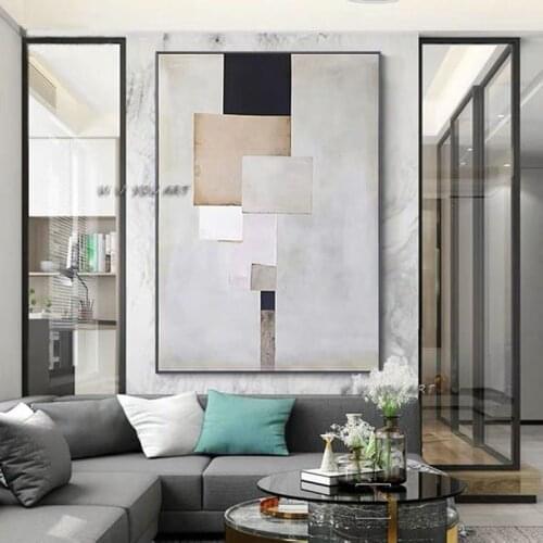 100% Handmade Abstract Oil Painting Contemporary Colorful Geometry Minimalist Modern Wall Art Decorative For Living Room