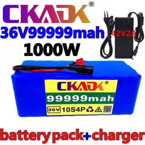 NEW 100% original 10S4P 36V battery 99.999Ah battery pack 1000W battery 42V 99999mAh Ebike electric bicycle with BMS +charger